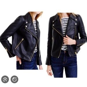 J. Crew Collection Leather Motorcycle Jacket in Black Size 2